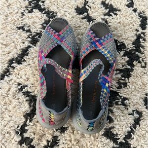 BM Bernie Mev  Rainbow multi colored sandals shoes. Size 7 1/2